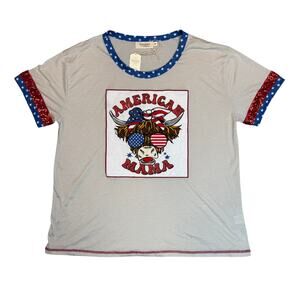 NWT American Mama Highland Cow Shirt Patriotic Western Mama XL Boutique  Top